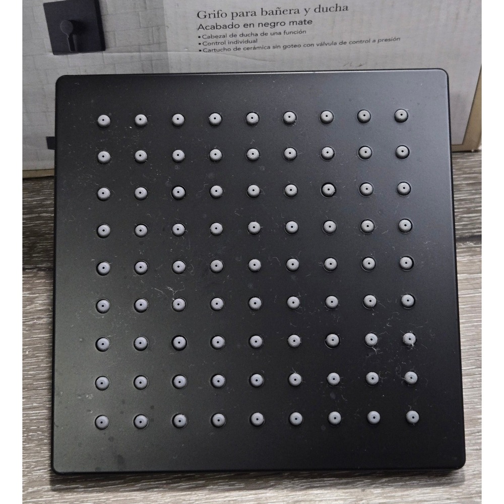Allen + Roth Veda Matte Black Square Rain Shower Head Replacement Part #3782635
